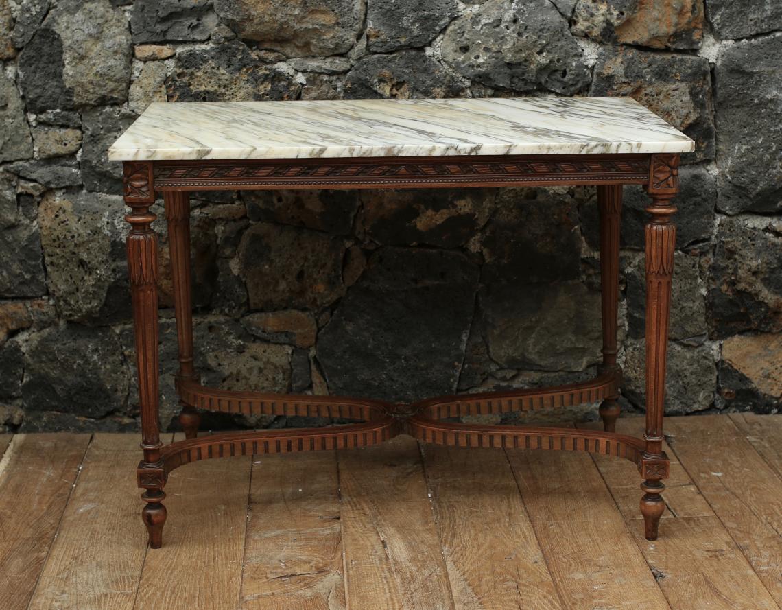 Marble Topped Louis XVI Walnut Console